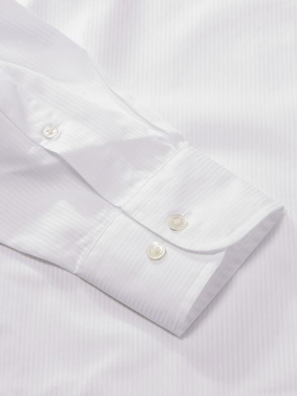 Carletti White Striped Full Sleeve Single Cuff Classic Fit Classic Formal Italian 100’s Cotton Shirt