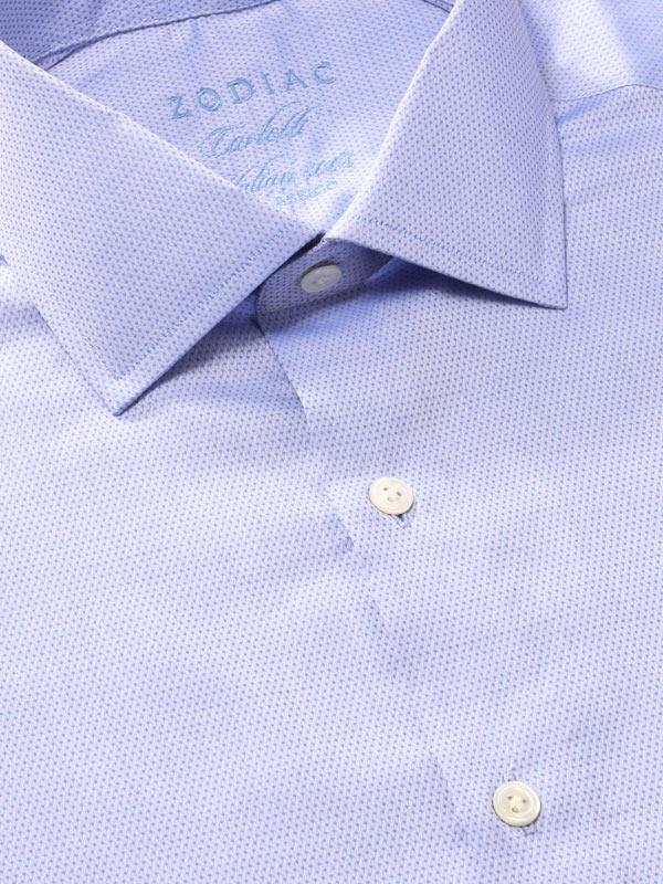 Carletti Blue Solid Full Sleeve Single Cuff Tailored Fit Classic Formal Italian 100’s Cotton Shirt