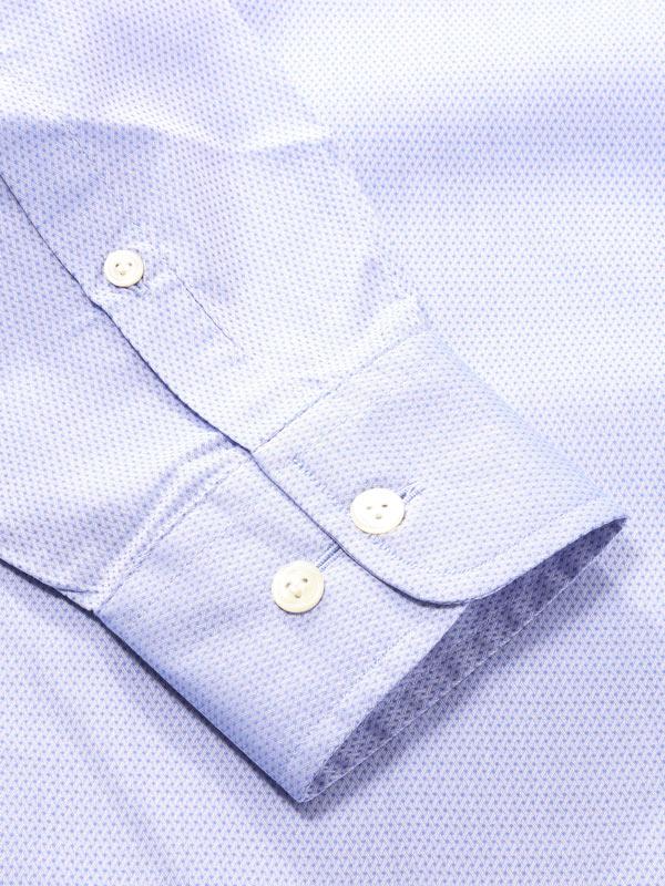 Carletti Blue Solid Full Sleeve Single Cuff Tailored Fit Classic Formal Italian 100’s Cotton Shirt