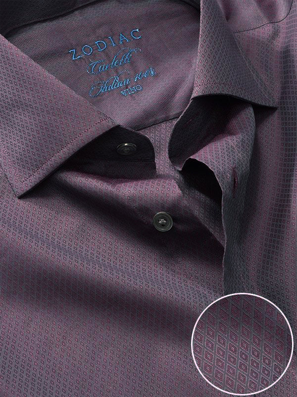 Carletti Burgundy Solid Full Sleeve Single Cuff Classic Fit  Semi Formal Dark  Italian 100's Cotton Shirt