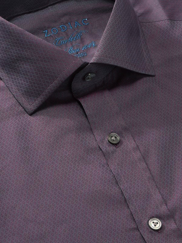 Carletti Burgundy Solid Full Sleeve Single Cuff Classic Fit  Semi Formal Dark  Italian 100's Cotton Shirt