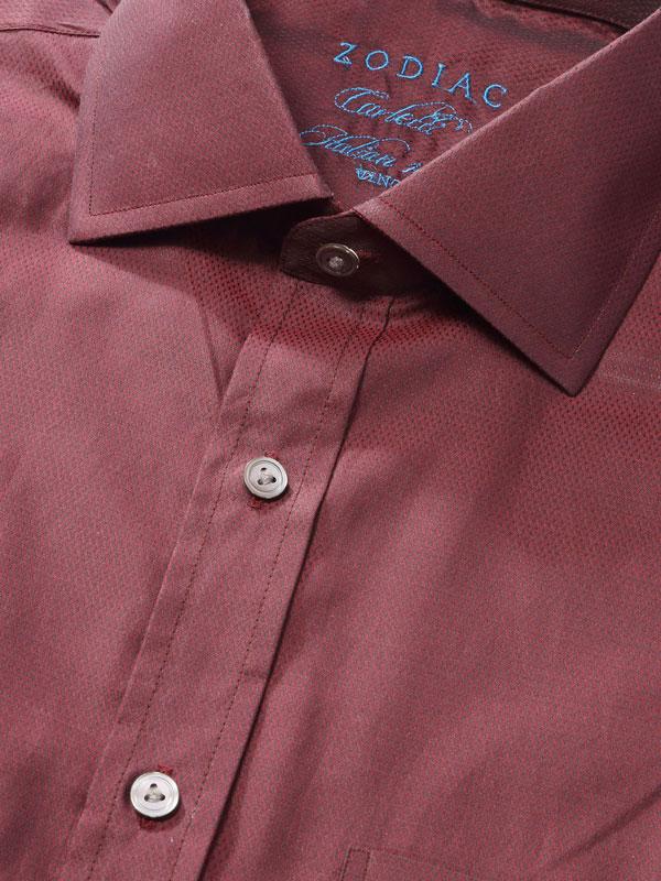 Carletti Burgundy Solid Full Sleeve Single Cuff Classic Fit  Semi Formal Dark  Italian 100's Cotton Shirt