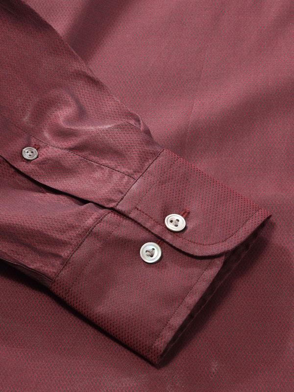 Carletti Burgundy Solid Full Sleeve Single Cuff Classic Fit  Semi Formal Dark  Italian 100's Cotton Shirt