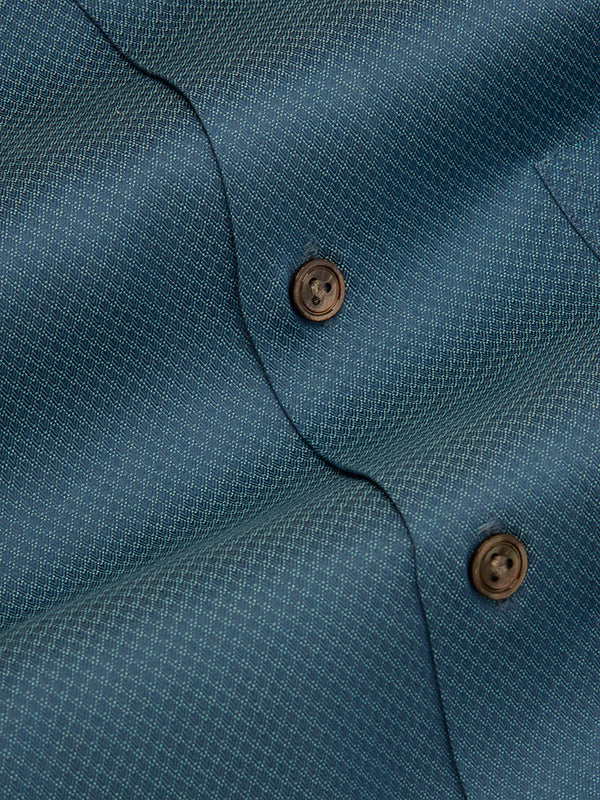 Carletti Teal Solid Full Sleeve Single Cuff Tailored Fit  Semi Formal Dark  Italian 100's Cotton Shirt