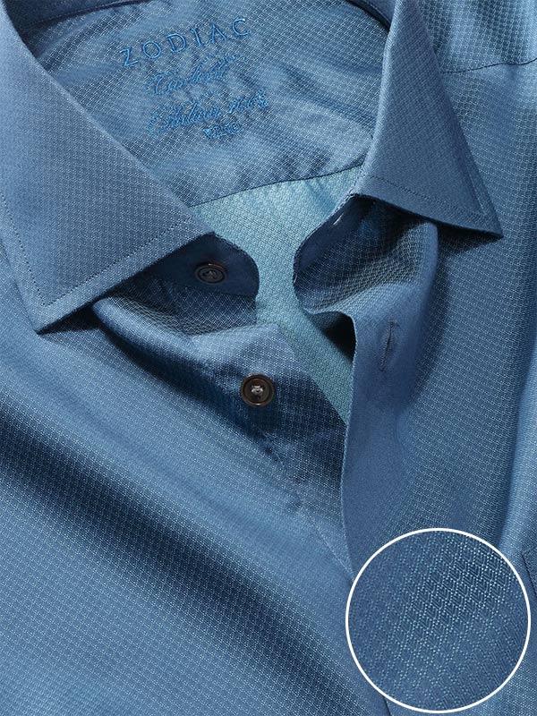 Carletti Teal Solid Full Sleeve Single Cuff Tailored Fit  Semi Formal Dark Italian 100's Cotton Shirt