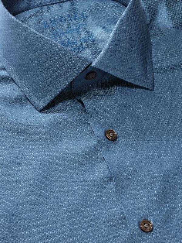 Carletti Teal Solid Full Sleeve Single Cuff Tailored Fit  Semi Formal Dark Italian 100's Cotton Shirt