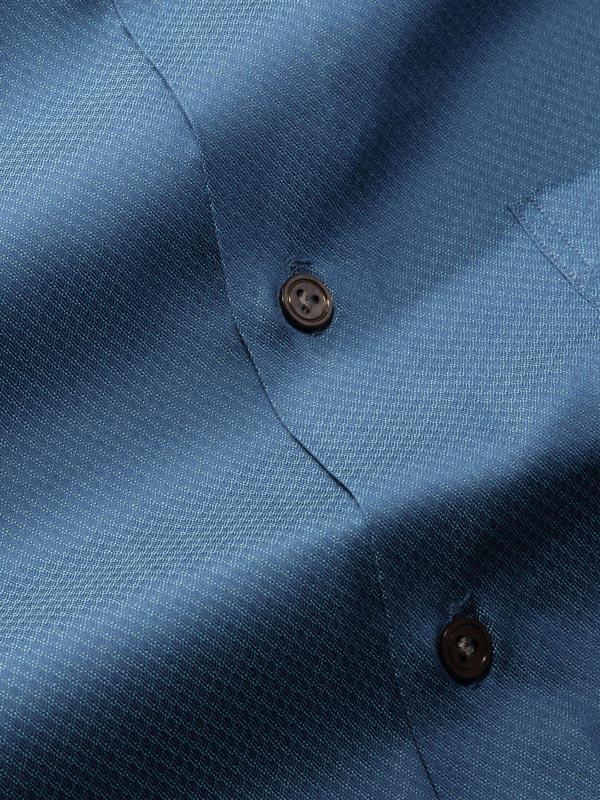 Carletti Teal Solid Full Sleeve Single Cuff Tailored Fit  Semi Formal Dark Italian 100's Cotton Shirt
