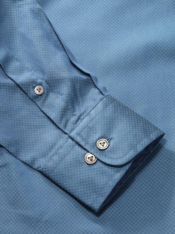 Carletti Teal Solid Full Sleeve Single Cuff Tailored Fit  Semi Formal Dark Italian 100's Cotton Shirt