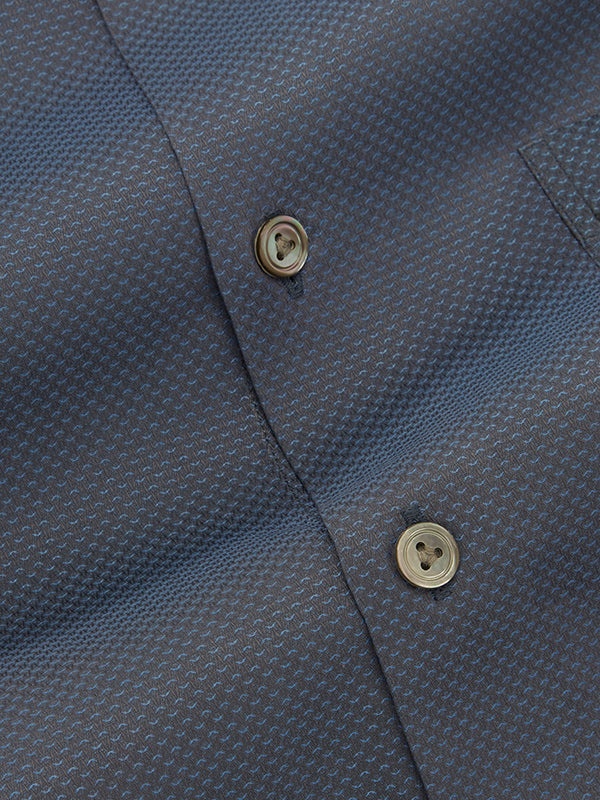 Carletti Navy Solid Full Sleeve Single Cuff Tailored Fit  Semi Formal Dark  Italian 100's Cotton Shirt