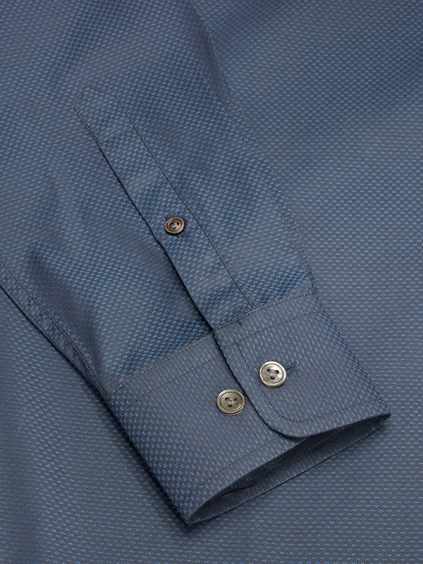Carletti Navy Solid Full Sleeve Single Cuff Tailored Fit  Semi Formal Dark  Italian 100's Cotton Shirt