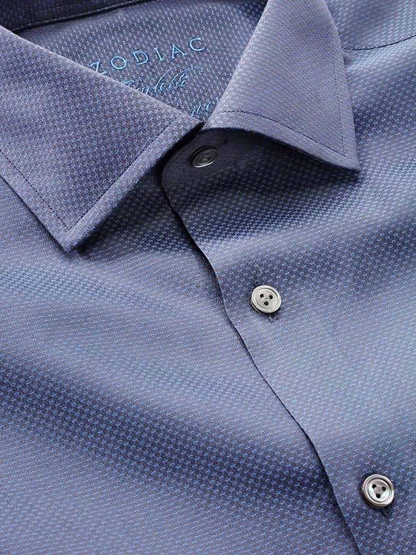 Carletti Navy Solid Full Sleeve Single Cuff Tailored Fit  Semi Formal Dark  Italian 100's Cotton Shirt