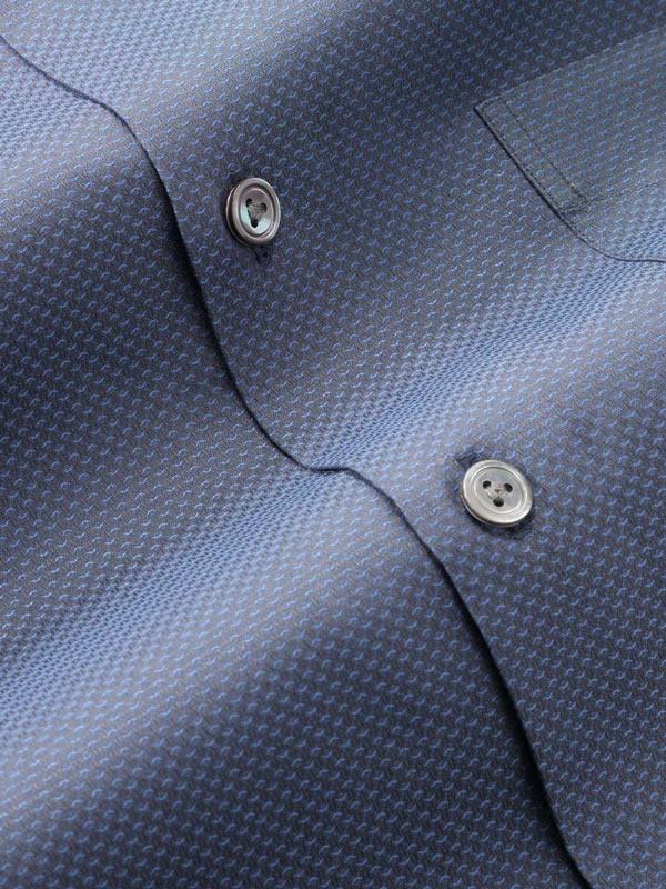 Carletti Navy Solid Full Sleeve Single Cuff Tailored Fit  Semi Formal Dark  Italian 100's Cotton Shirt