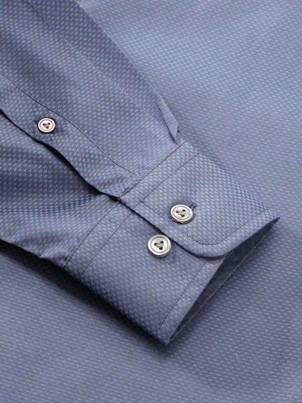Carletti Navy Solid Full Sleeve Single Cuff Tailored Fit  Semi Formal Dark  Italian 100's Cotton Shirt