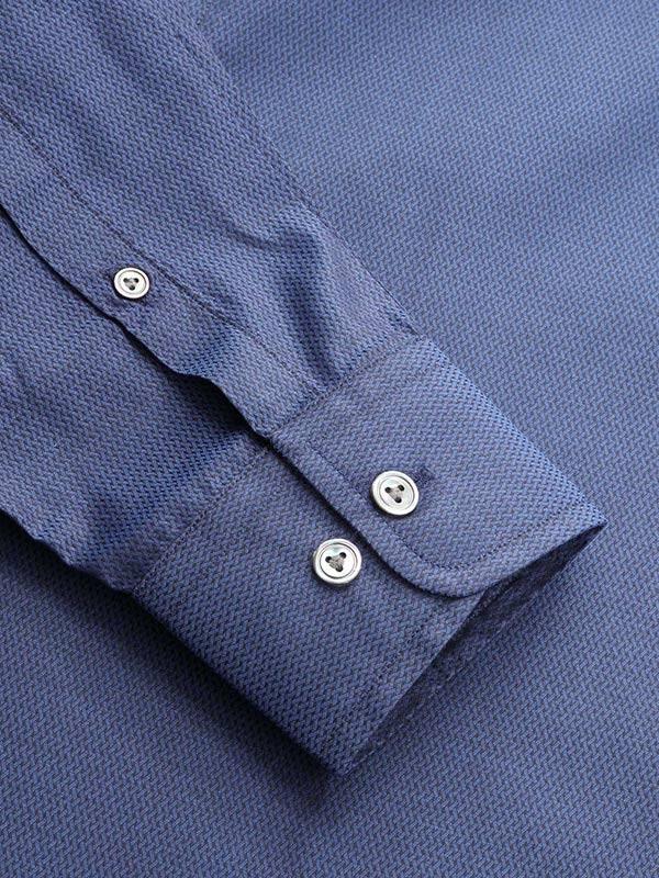 Carletti Navy Solid Full Sleeve Single Cuff Tailored Fit  Semi Formal Dark  Italian 100's Cotton Shirt
