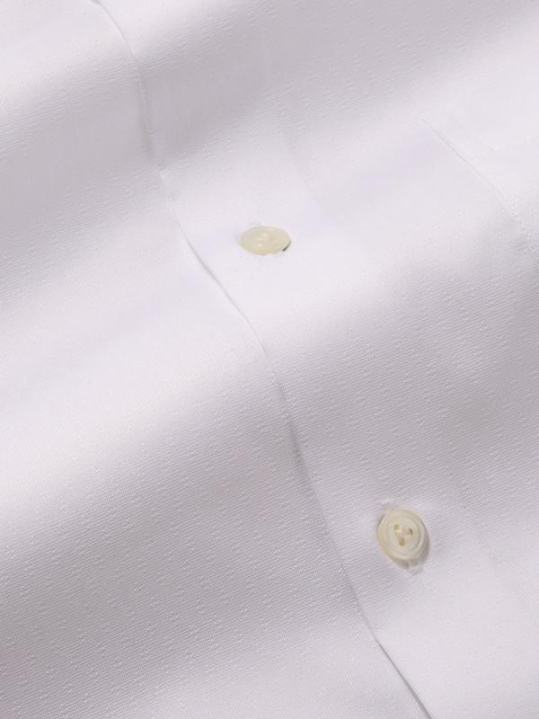 Carulli White Solid Full Sleeve Single Cuff Tailored Fit Classic Formal Two Ply Mercerized Cotton Shirt