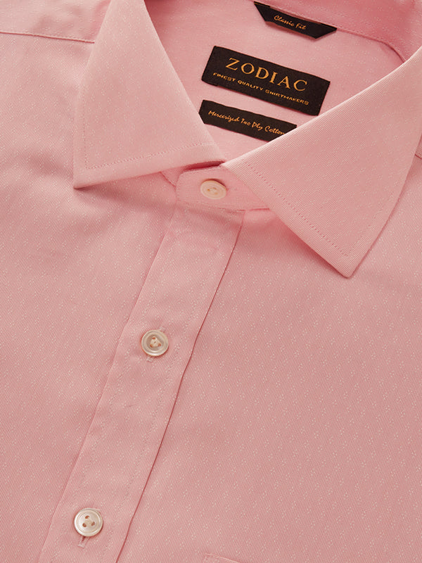 Carulli Pink Solid Full Sleeve Single Cuff Classic Fit Classic Formal Two Ply Mercerized Cotton Shirt