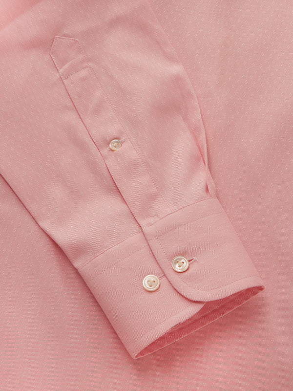 Carulli Pink Solid Full Sleeve Single Cuff Classic Fit Classic Formal Two Ply Mercerized Cotton Shirt