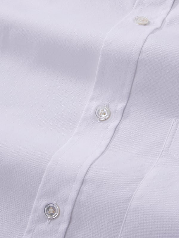 Carulli White Solid Half Sleeve Classic Fit Classic Formal Two Ply Mercerized Cotton Shirt