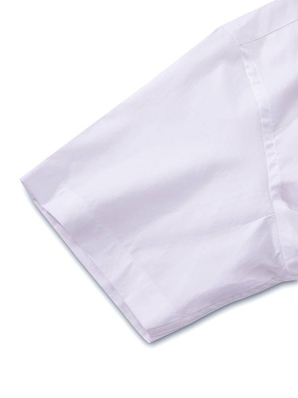 Carulli White Solid Half Sleeve Classic Fit Classic Formal Two Ply Mercerized Cotton Shirt