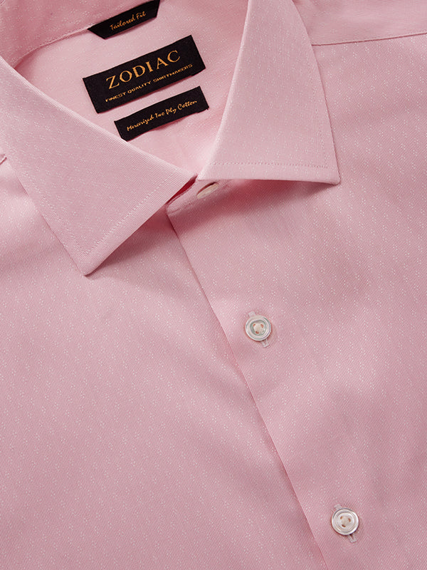 Carulli Pink Solid Half Sleeve Tailored Fit Classic Formal Two Ply Mercerized Cotton Shirt