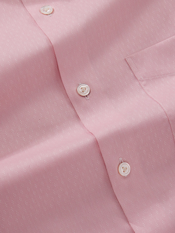 Carulli Pink Solid Half Sleeve Tailored Fit Classic Formal Two Ply Mercerized Cotton Shirt