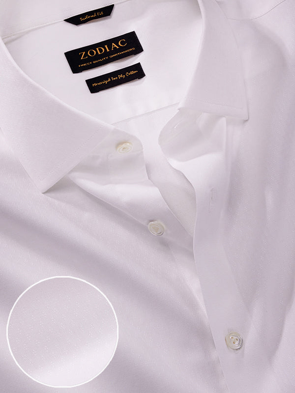 Carulli White Solid Half Sleeve Tailored Fit Classic Formal Two Ply Mercerized Cotton Shirt