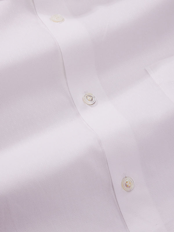 Carulli White Solid Half Sleeve Tailored Fit Classic Formal Two Ply Mercerized Cotton Shirt