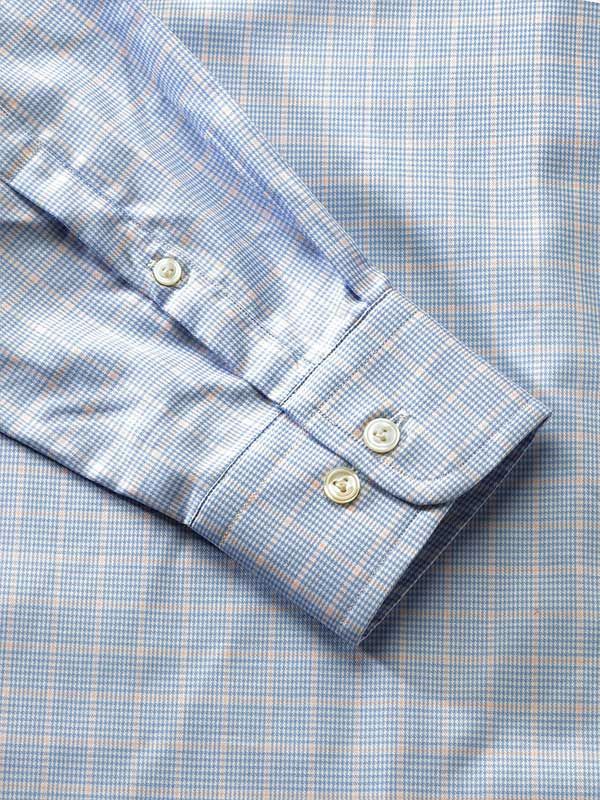 Cascia Sky Check Full Sleeve Single Cuff  Classic Formal Cotton Shirt