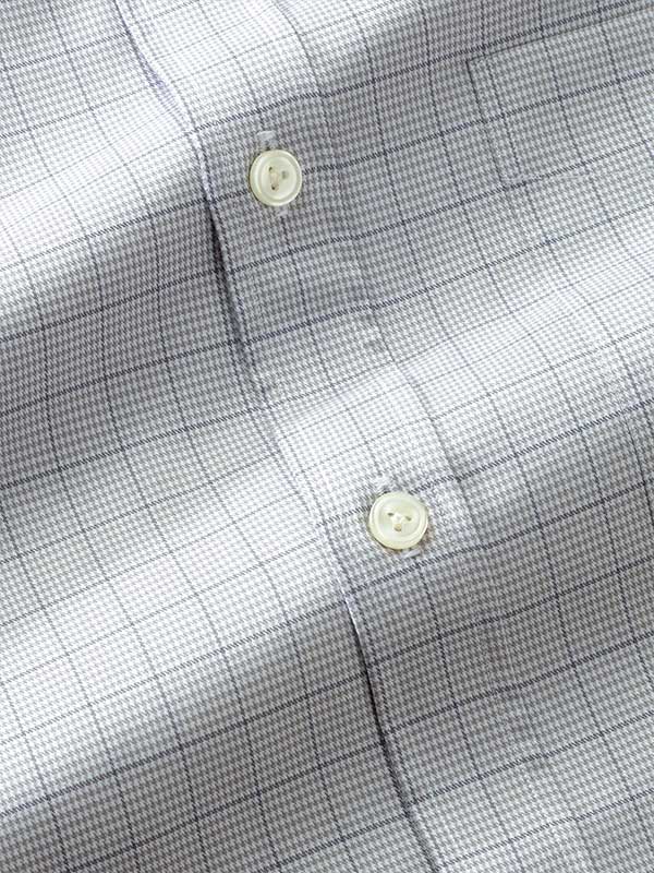 Cascia Light Grey Check Full Sleeve Single Cuff  Classic Formal Cotton Shirt