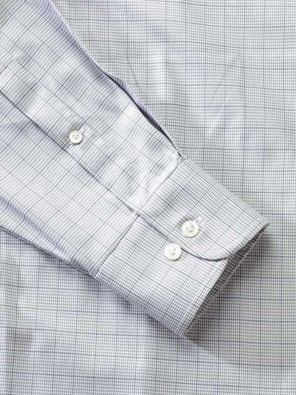 Cascia Light Grey Check Full Sleeve Single Cuff  Classic Formal Cotton Shirt