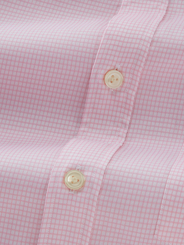 Cascia Pink Check Full Sleeve Single Cuff Classic Fit Classic Formal Cotton Shirt