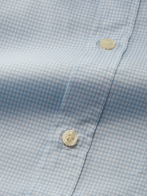 Cascia Sky Check Full Sleeve Single Cuff Classic Fit Classic Formal Cotton Shirt