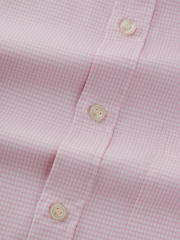 Cascia Pink Check Half Sleeve Classic Fit Classic Formal Cotton Shirt