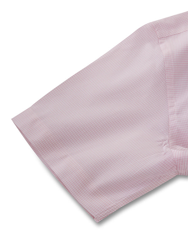Cascia Pink Check Half Sleeve Classic Fit Classic Formal Cotton Shirt
