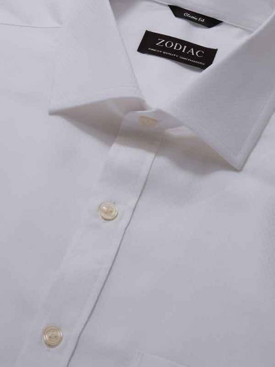 Cascia White Solid Full Sleeve Single Cuff Classic Fit Classic Formal Cotton Shirt
