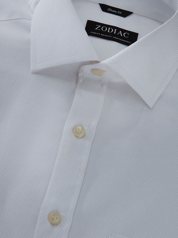 Cascia White Solid Full Sleeve Single Cuff Classic Fit Classic Formal Cotton Shirt