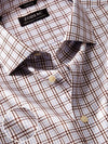Cascia Brown Check Full Sleeve Single Cuff Tailored Fit Classic Formal Cotton Shirt