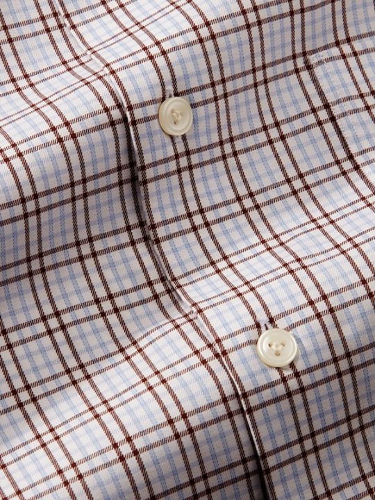 Cascia Brown Check Full Sleeve Single Cuff Tailored Fit Classic Formal Cotton Shirt