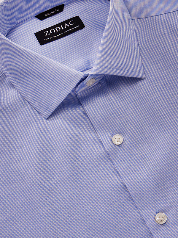 Cascia Sky Solid Full Sleeve Double Cuff Tailored Fit Classic Formal Cotton Shirt