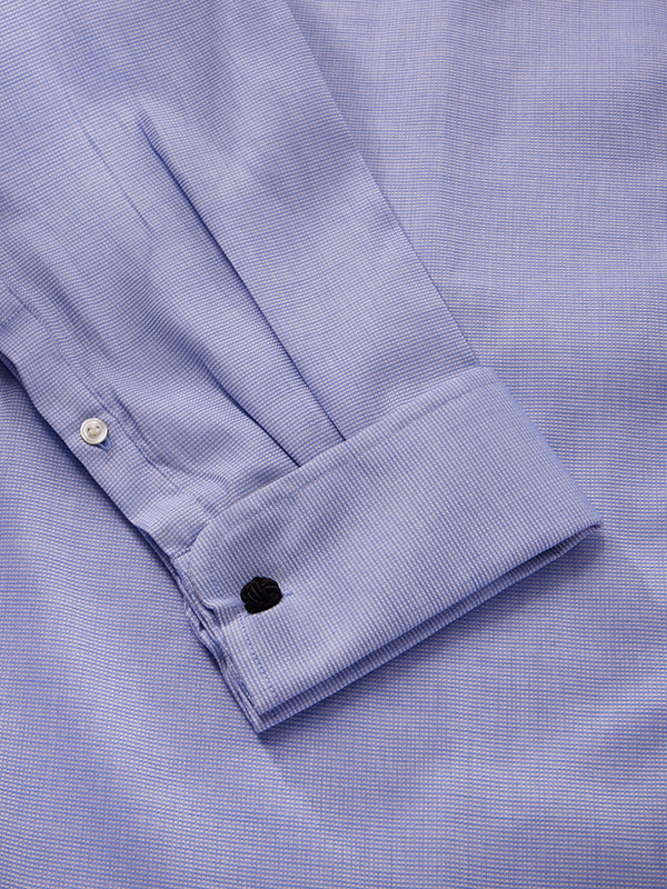 Cascia Sky Solid Full Sleeve Double Cuff Tailored Fit Classic Formal Cotton Shirt