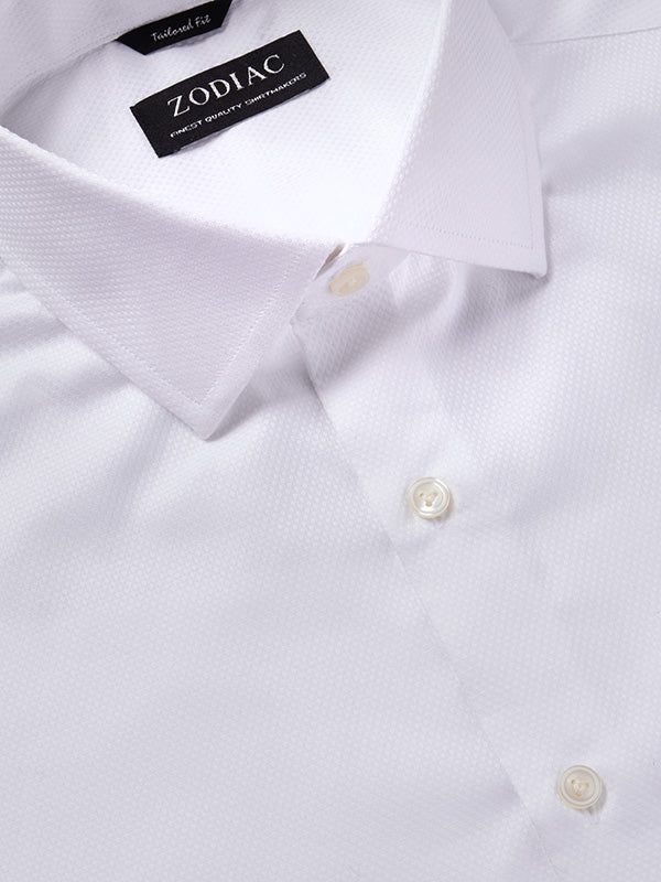 Cascia White Solid Half Sleeve Tailored Fit Classic Formal Cotton Shirt