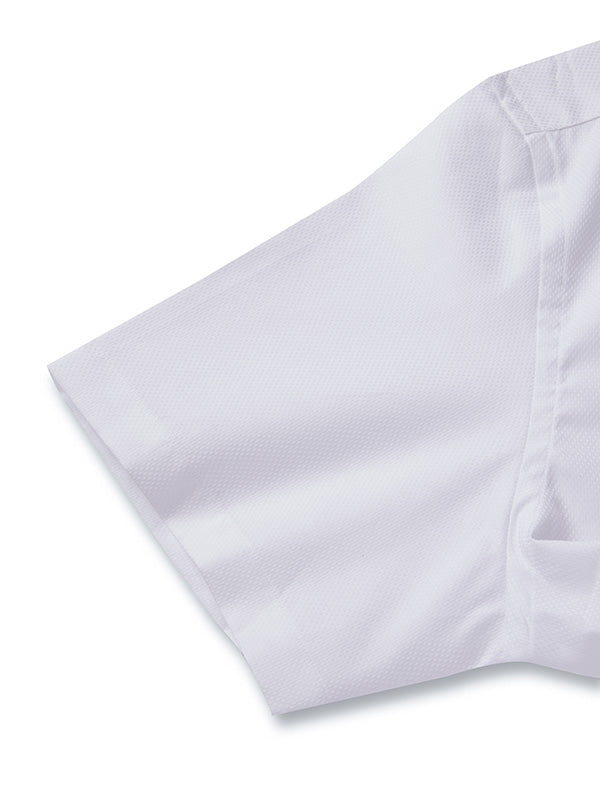 Cascia White Solid Half Sleeve Tailored Fit Classic Formal Cotton Shirt