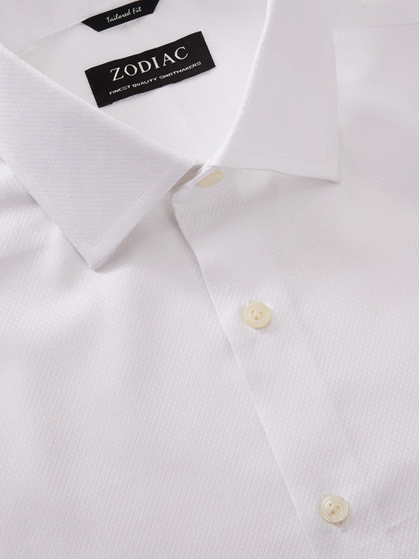 Cascia White Solid Full Sleeve Single Cuff Tailored Fit Classic Formal Cotton Without Pocket Shirt