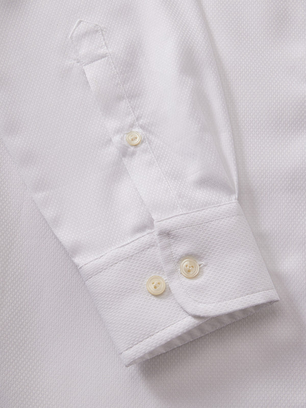 Cascia White Solid Full Sleeve Single Cuff Tailored Fit Classic Formal Cotton Without Pocket Shirt