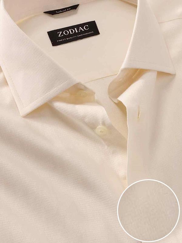 Cascia Cream Solid Full Sleeve Single Cuff Tailored Fit Classic Formal Cotton Shirt