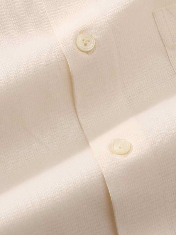 Cascia Cream Solid Full Sleeve Single Cuff Tailored Fit Classic Formal Cotton Shirt