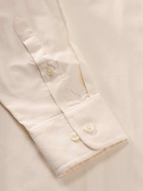 Cascia Cream Solid Full Sleeve Single Cuff Tailored Fit Classic Formal Cotton Shirt