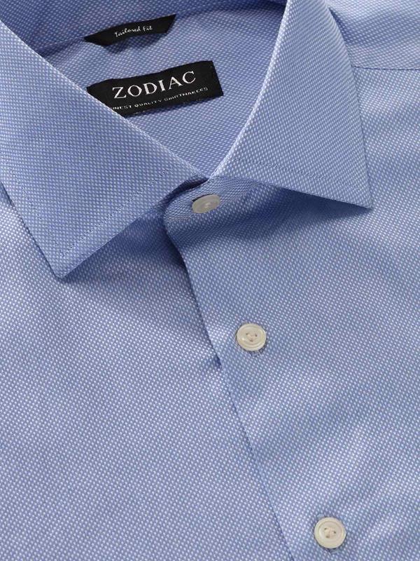 Cascia Sky Solid Full Sleeve Single Cuff Tailored Fit Classic Formal Cotton Shirt