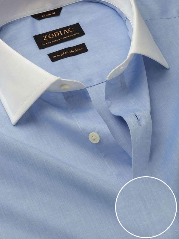 Bankers Sky Solid Full sleeve single cuff Tailored Fit Classic Formal Cotton Shirt