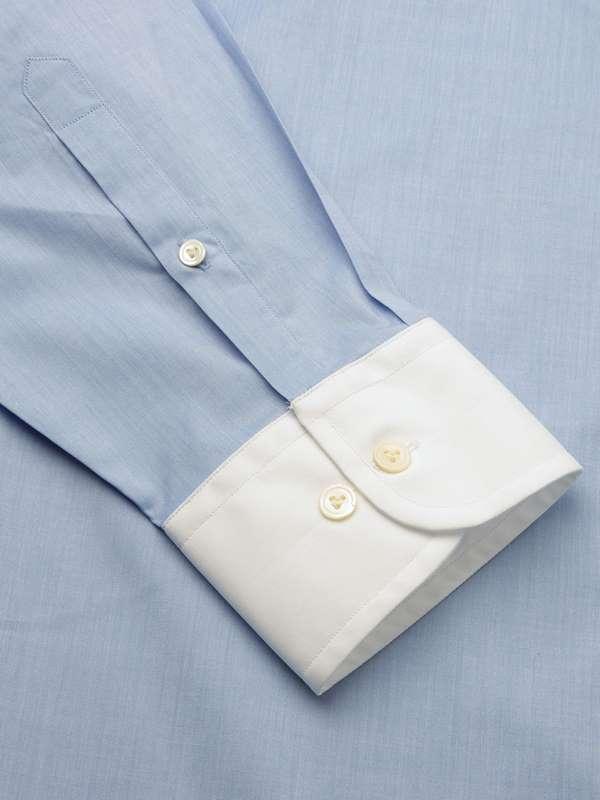 Bankers Sky Solid Full sleeve single cuff Tailored Fit Classic Formal Cotton Shirt